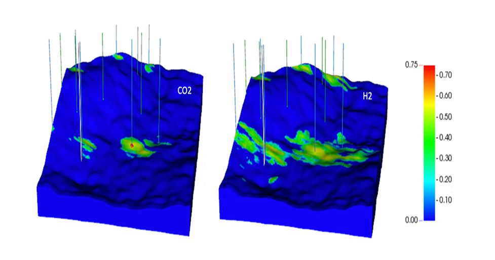 illustration of gas saturations over 3 years