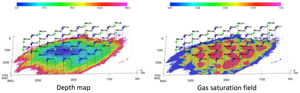 depth map and gas saturation field