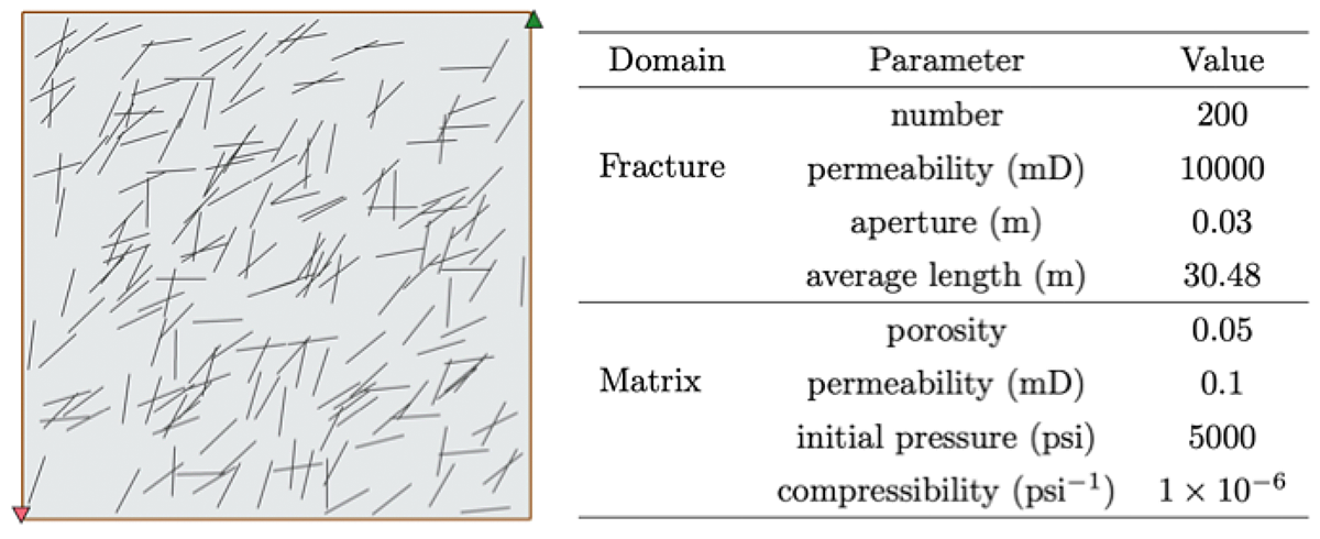 reservoir model and parameters of test